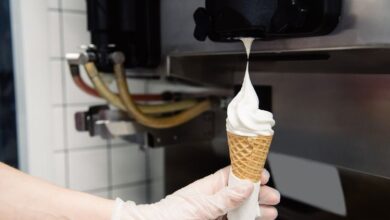 Man using ice cream machine