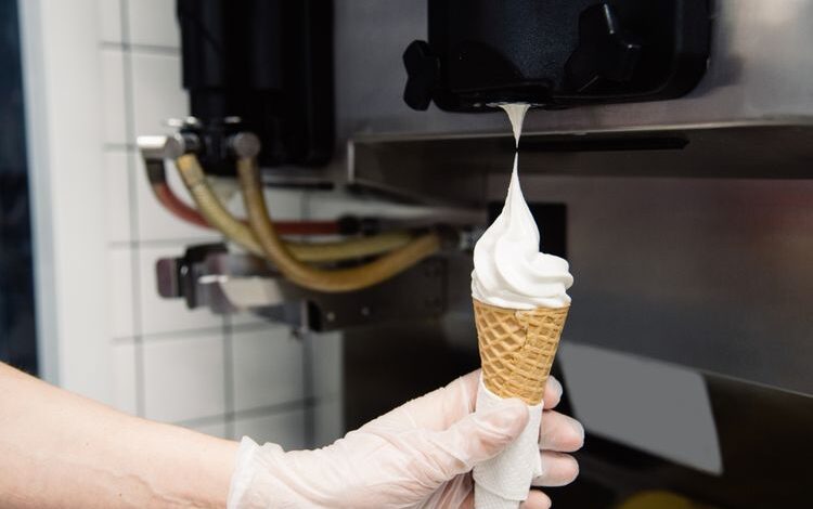 Man using ice cream machine