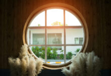 round timber window